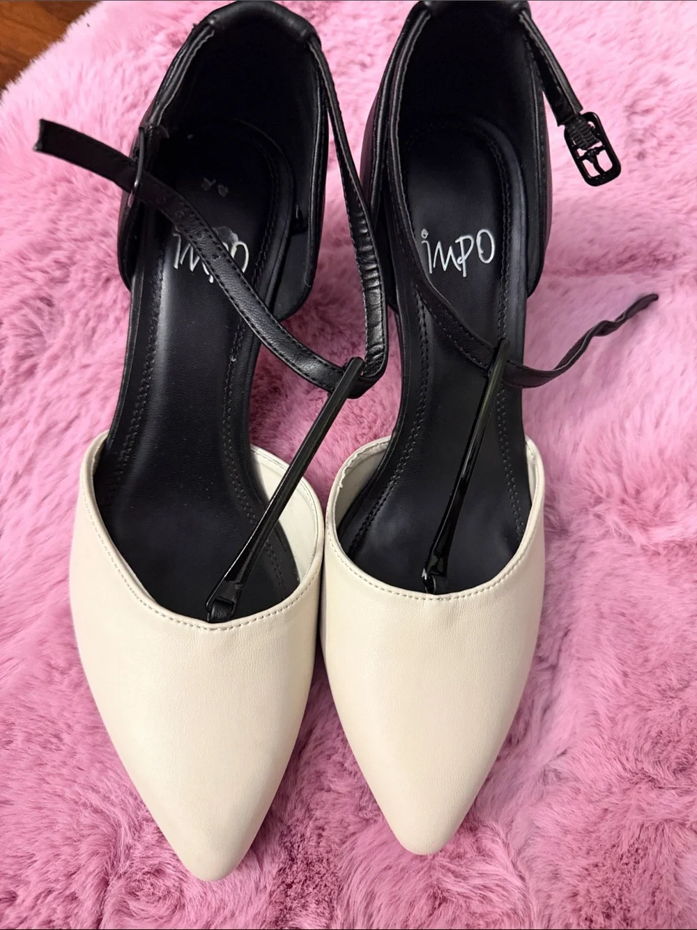 Impo Two-Tone Black and White Pointed-Toe Heels